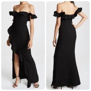 $378 Likely Miller Off-the-Shoulder Ruffled Formal Mermaid Gown Size 8 Black